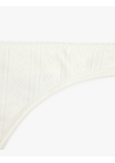 Koton Rahat Kalıp Detaylı Pamuklu String Külot Ekru 6slk30178mk