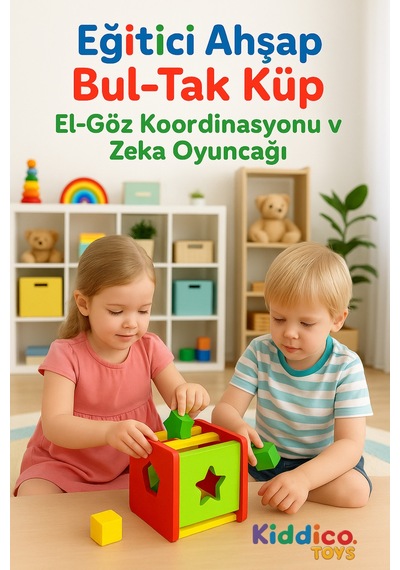 Eğitici Ahşap Bul-tak Küp El-göz Koordinasyonu Ve Zeka Oyuncağı