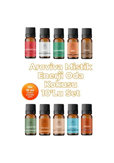 Mistik Enerji Esansiyel Uçucu Koku Yağı Buhurdanlık Yağı Difüzör Esansı 10'lu Set 10x10ml Karışık