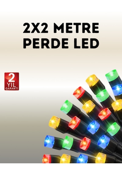 Taşınabilir Pil İle Çalışan Led Işık 2x2 Metre Perde Modeli Çok Renkli
