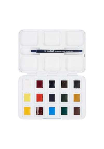 Sulu Boya Seti 12+3 Renk X Tablet - Plastik Kutulu Çok Renkli