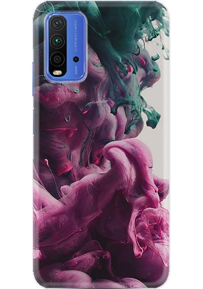 Xiaomi Redmi 9T Kılıf Desenli Pink Green Cloud 1306