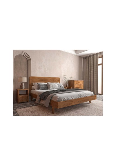 Softwood Masif Ahşap Yatak Odası Takımı 2 Kapaklı Ceviz 140x200