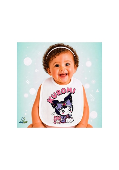 Kuromi Keten Bebek Mama Önlüğü Yumuşak - Emici - Yıkanabilir - Özel Tasarım P118 Çok Renkli