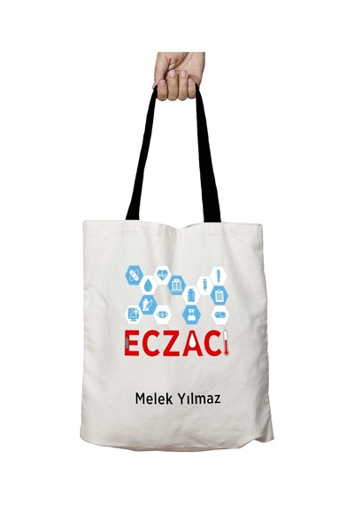 Art Hediye Siyah Kulplu Kişiye Özel Eczacı Sml Yıkanabilir Okul Omuz Çanta Çok Renkli