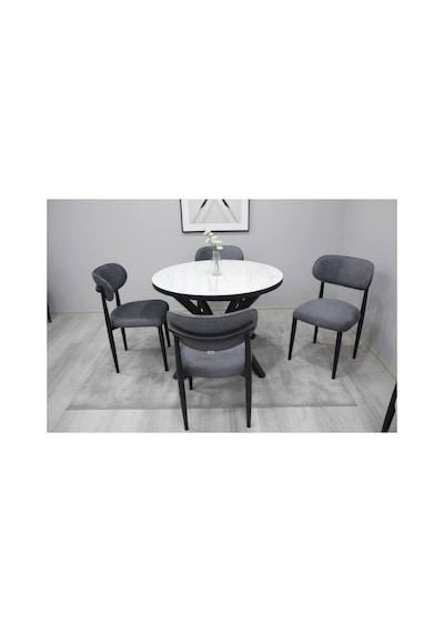 Loft Lara Yuvarlak Açılır Mutfak Masa Sandalye Seti Gri Loft Lara Yuvarlak Açılır Mutfak Masa Sandalye Seti Gri