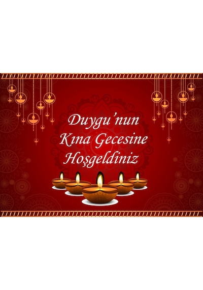 Kına Gecesi Mum Desenli Afiş Arka Plan Fon