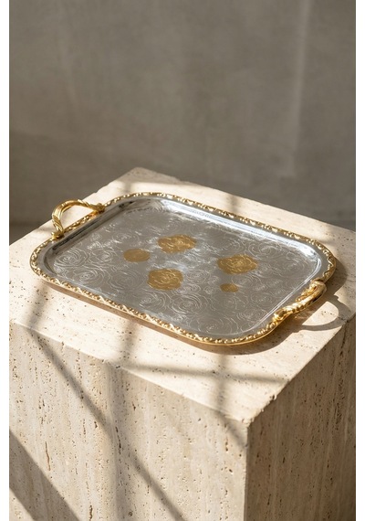 Desti Gold Desenli Tepsi - 40 Cm Görsel - 896849742 Görsel