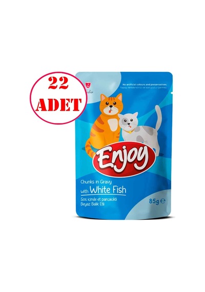Enjoy Kedi Pouch Balıklı Yaş Mama Sos İçinde Et Parçacıklı 85 Gr 22 Ad