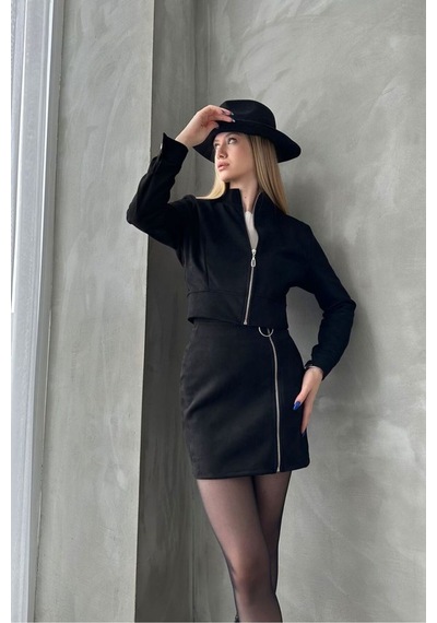 Verymoda Kadın Fermuarlı Bomber Ceket Siyah