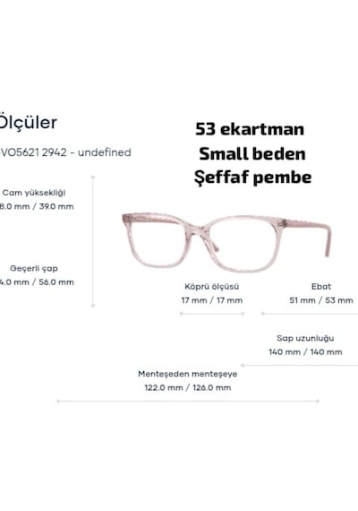 Vo5621 2942 53 Small Beden Premium Mavi Işık Koruma+antifar Etkili Pembe - Şeffaf