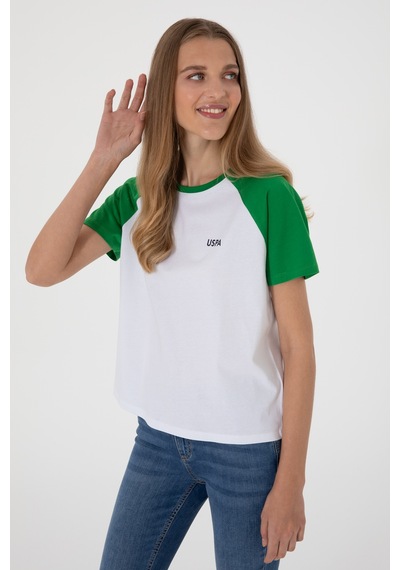 U.S. Polo Assn. Kadın Yeşil Bisiklet Yaka Tişört 50305771-VR054