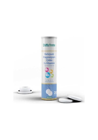 Aksu Vital Shiffa Home Kalsiyum Magnezyum Çinko D3 Vitaminli 20 Tablet