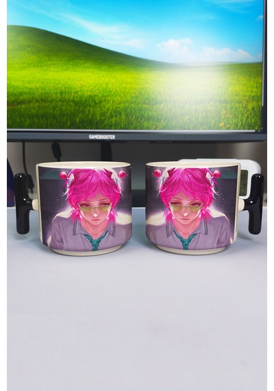 Saiki Kusuo Anime Baskılı Seramik Lüks Kupa 1 Adet T Şeklinde Özel Siyah Kulp Dalga Kulp V3t Çok Renkli