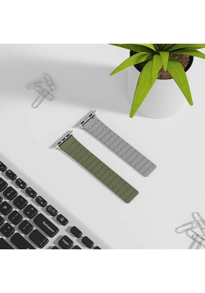 Apple Uyumlu  Watch Ultra Ultra2 49mm Redclick Krd-111 Çizgili Desenli Ultra Hafif Silikon Kordon