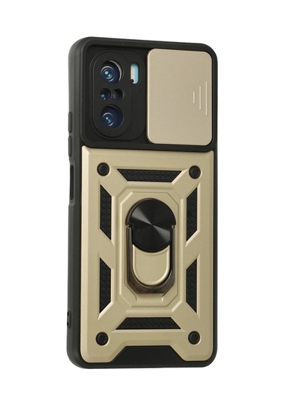 Xiaomi Poco F3 Uyumlu Kılıf Pars Lens Yüzüklü Silikon - Gold