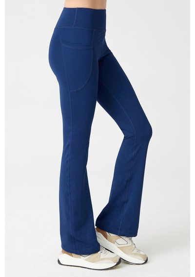 Los Ojos Kadın Lacivert Yüksek Bel Toparlayıcı Çift Cepli Ispanyol Paça Tayt Bootcut Lacivert