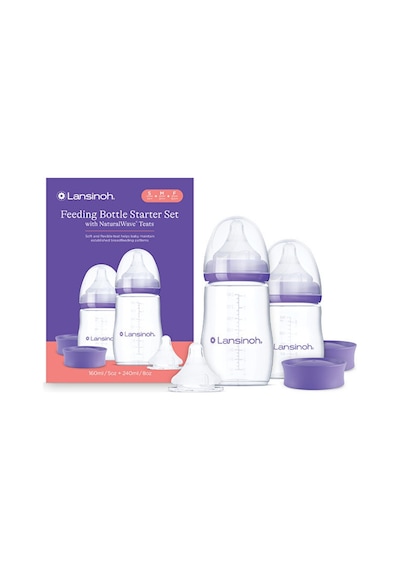 Lansinoh® 160 ML, 240 ML Biberon ve NaturalWave® Biberon Emziği Başlangıç Seti (1-6 Ay+)
