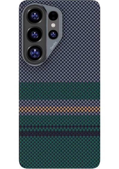 Galaxy Uyumlu S26 Ultra Uyumlu Kılıf M-safe Özellikli Karbon Fiber Benks Aurora Armorpro Kevlar Kapak Yeşil Yeşil