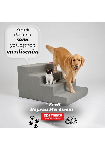 Xpermate Köpek Merdiveni Kedi Merdiveni 4 Basamaklı Evcil Hayvan Merdiveni 60 x 72 x 40 CM