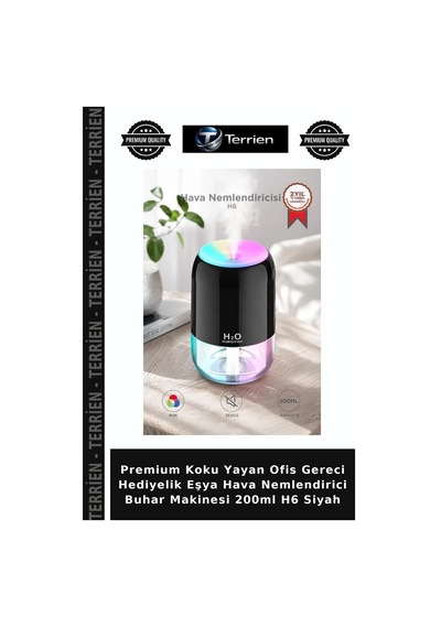 Premium Koku Yayan Ofis Gereci Hediyelik Eşya Hava Nemlendirici Buhar Makinesi 200ml H6 Siyah