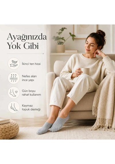 Genel Kadın Görünmez Sneaker Babet Çorap 6'lı Geri Dönüşüm İplikli, Nefes Alan Çok Renkli 6'lı / 36-40