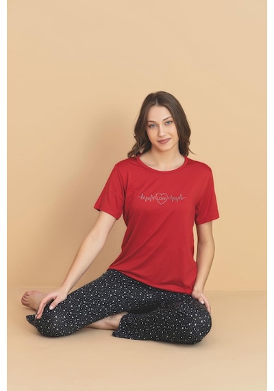 Pijamerry Kadın Bisiklet Yaka Milan Kumaş Likralı Kısa Kollu Pijama Takımı 5936 - 1 Adet Kırmızı Pijamerry Kadın Bisiklet Yaka Milan Kumaş Likralı Kısa Kollu Pijama Takımı 5936 - 1 Adet Kırmızı