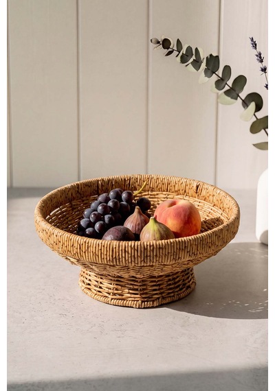 Hasır Ayaklı Rattan Meyvelik 28 Cm