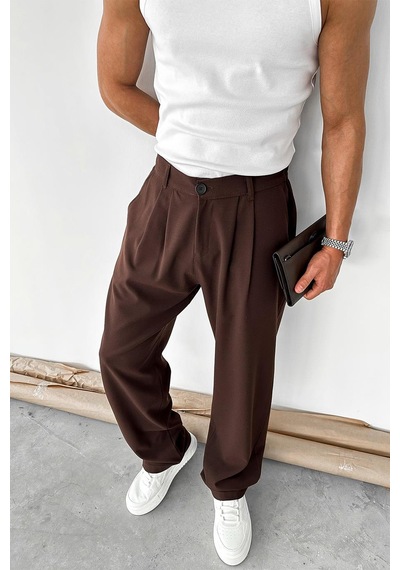 Kahverengi Basic Premium Kumaş Pantolon Kahverengi