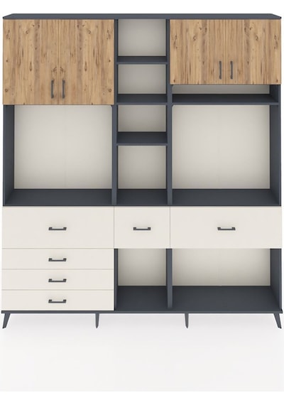 Arges Dolap 11 Raflı 6 Çekmeceli 4 Kapaklı 220x30x243 Antrasit-çam/aytaşı Atlas Çam/aytası Arges Dolap 11 Raflı 6 Çekmeceli 4 Kapaklı 220x30x243 Antrasit-çam/aytaşı Atlas Çam/aytası