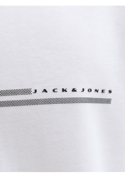 Jack & Jones Erkek Bisiklet Yaka Minimal Logo Baskili Tisört - Fusion - 12289936 Beyaz