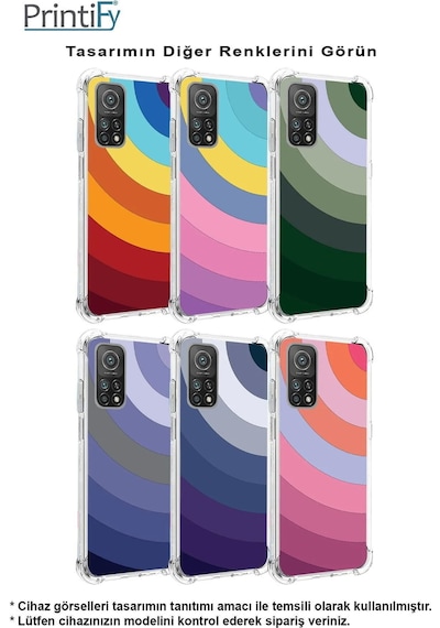 Tecno Camon 18 Uyumlu Köşe Korumalı Renk Cümbüşü C Tasarımlı Şeffaf Silikon Kılıf