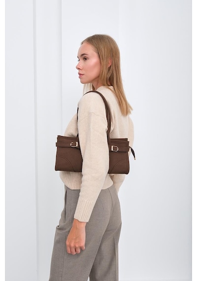 Shule Bags Enyola Vintage Süet Çanta Kahve Kahve
