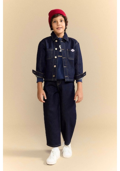 Defacto Erkek Çocuk Barrel Fit Düz Paça Jean Pantolon G4381a826spbe278 Mavi-be278