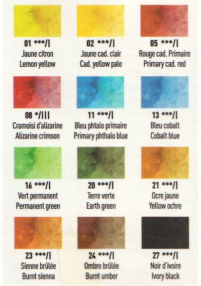 Pebeo Aquarelle Fine Yarım Tablet Suluboya Seti 12li Plastik Oval Kutu 300101 Standart