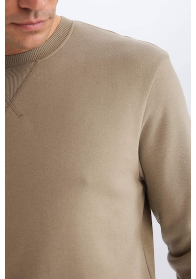 DeFacto Regular Fit Bisiklet Yaka Kalın Basic Düz Sweatshirt T3777AZ25SPKH500
