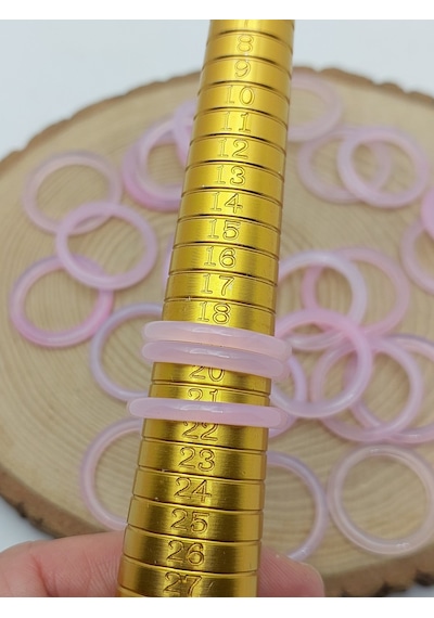 Akik Taşı İnce Boy Yüzük Pembe Alacalı 3mm Kalınlık 59974 Bakır