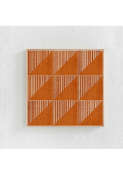Yanık Turuncu Duvar Sanatı Sanat Terakota Orta Modern Geometrik Duvar Sanatı Büyük Kare Sanat Boho