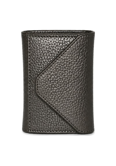 Genel Markalar Vaulto Haki Deri Unisex Akordeon Kartlık Gümüş