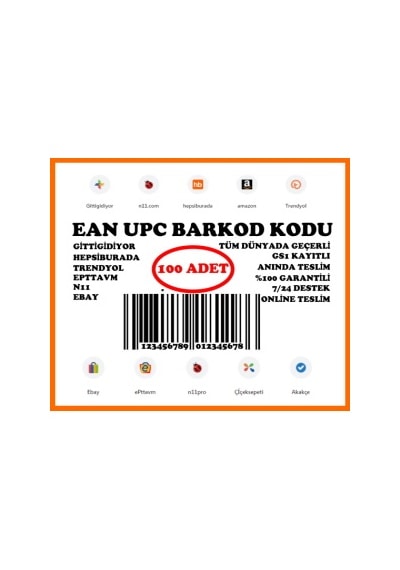 Amazon Barkod Kodu Ean Upc 100 Adet Gs1 Kayıtlı