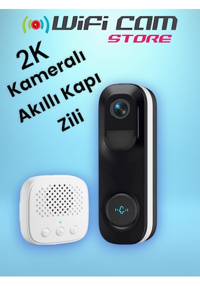 2k Kamera Wifi Akıllı Kapı Zili Geniş Açı Lens