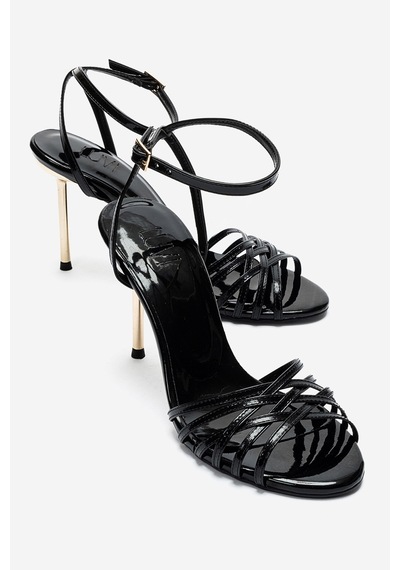 Luvishoes Lorıon Siyah İnce Bantlı Kadın Topuklu Ayakkabı
