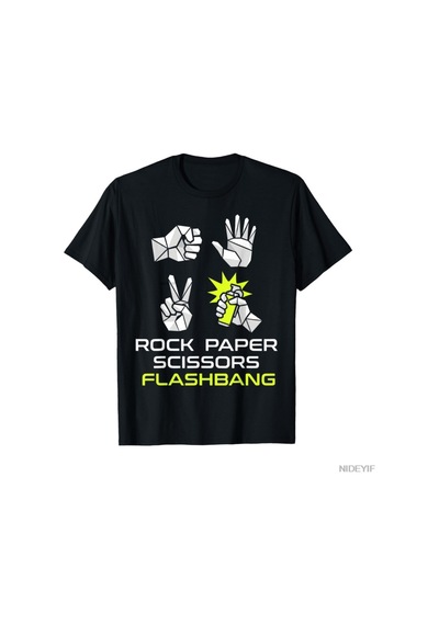 Flood Of Style Taş Kağıt Makas Flashbang Komik Oyuncu Meme T-shirt Erkekler Kadınlar Için % 100% Pamuk T Shi Siyah