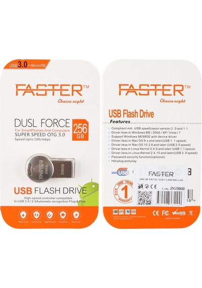 Faster 256 Gb Dusl Serisi Usb 3.0 Yüksek Hızlı Metal Flash Bellek