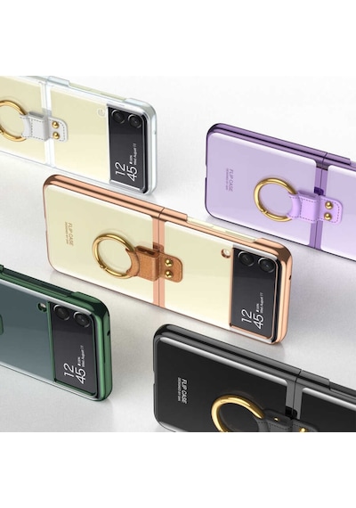 Samsung Galaxy Uyumlu Z Flip 3 Kilif Seffaf Yüzüklü Full Korumali Kapak 478655213