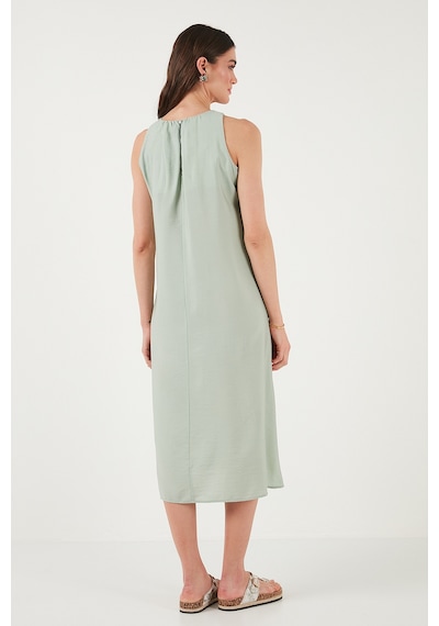 Lela Regular Fit Halter Yaka Midi Boy Bayan Elbise 67810049 Yeşil