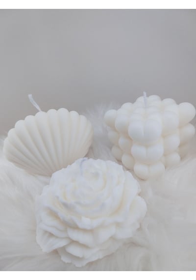 Bernami Mumluk Şamdanpinterest %100 Doğal Soyawax Hediyelik 3'lü Kalp,istiridye Ve Şakayik Mum Diğer