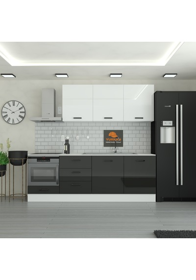 240 Cm Mutfak Dolabı Mdf Kapak Tezgah Dahil Yrkn240 99 Siyah