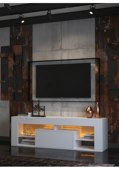 Resital Ledli Tv Ünitesi L1504-1 Beyaz Beyaz
