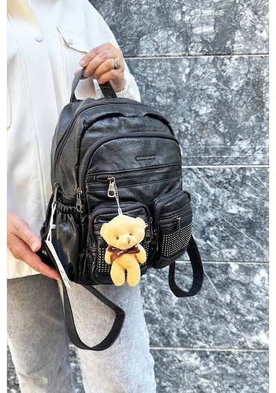 Just Polo Kadın Siyah Orijinal İthal Çok Gözlü Su Geçirmez Ultra Hafif Sırt Çantası Shopper